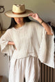 Mijas mesh linen blouse, sand