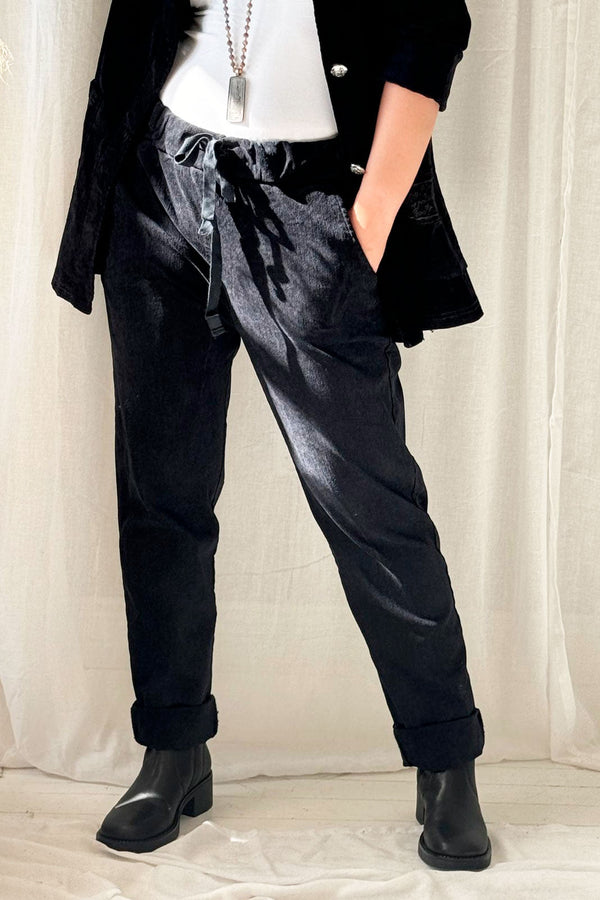 Miles velvet joggers, navy