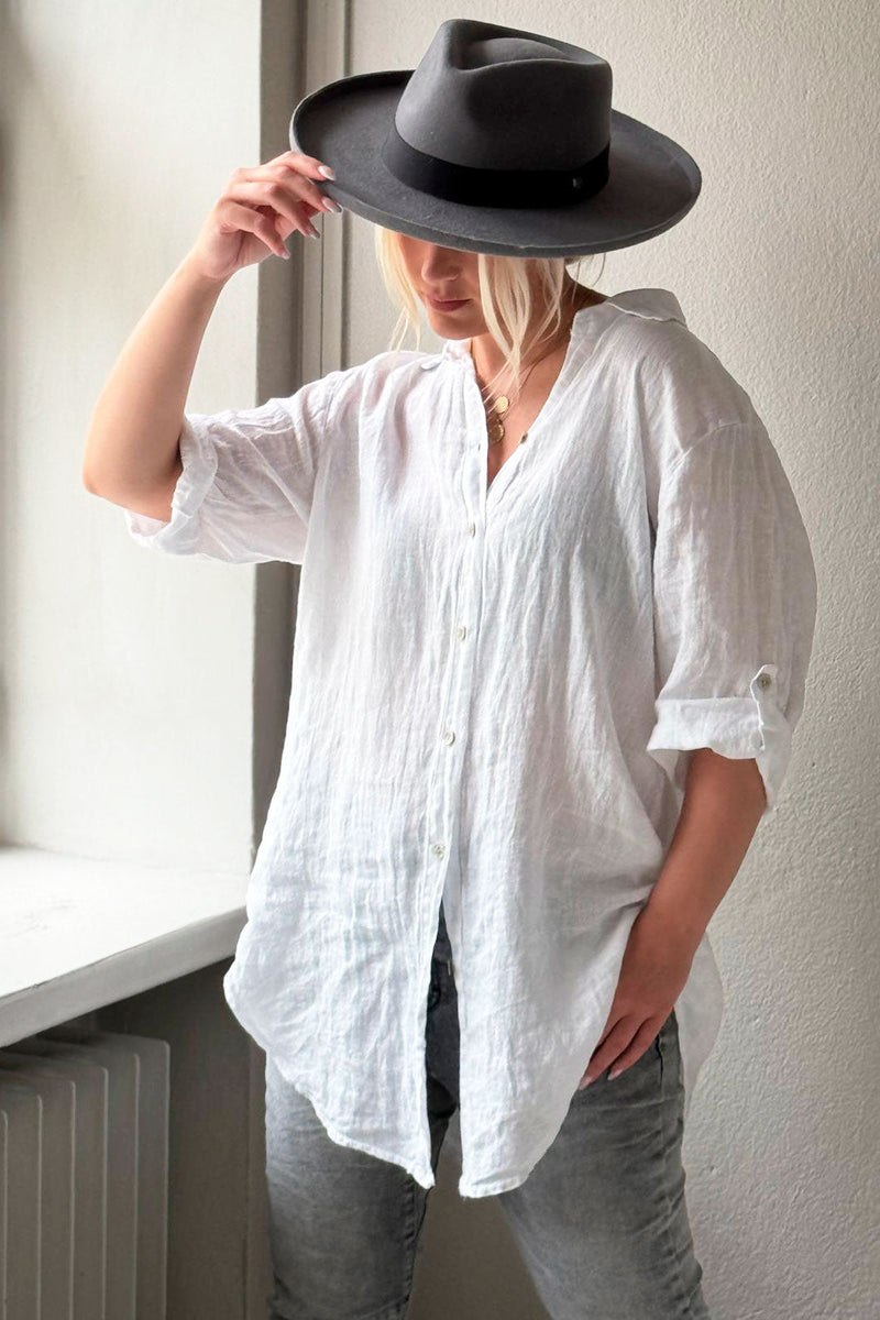 Milly linen shirt, white