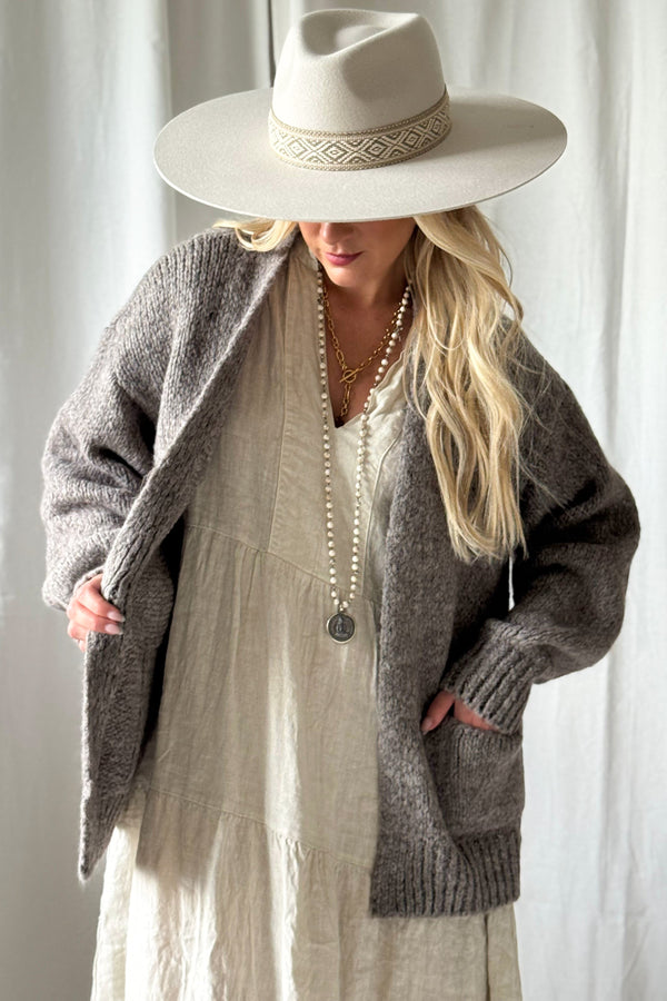 Mindy neuletakki, taupe