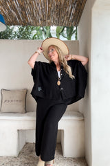 Mira linen tunic, black