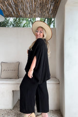 Mira linen tunic, black