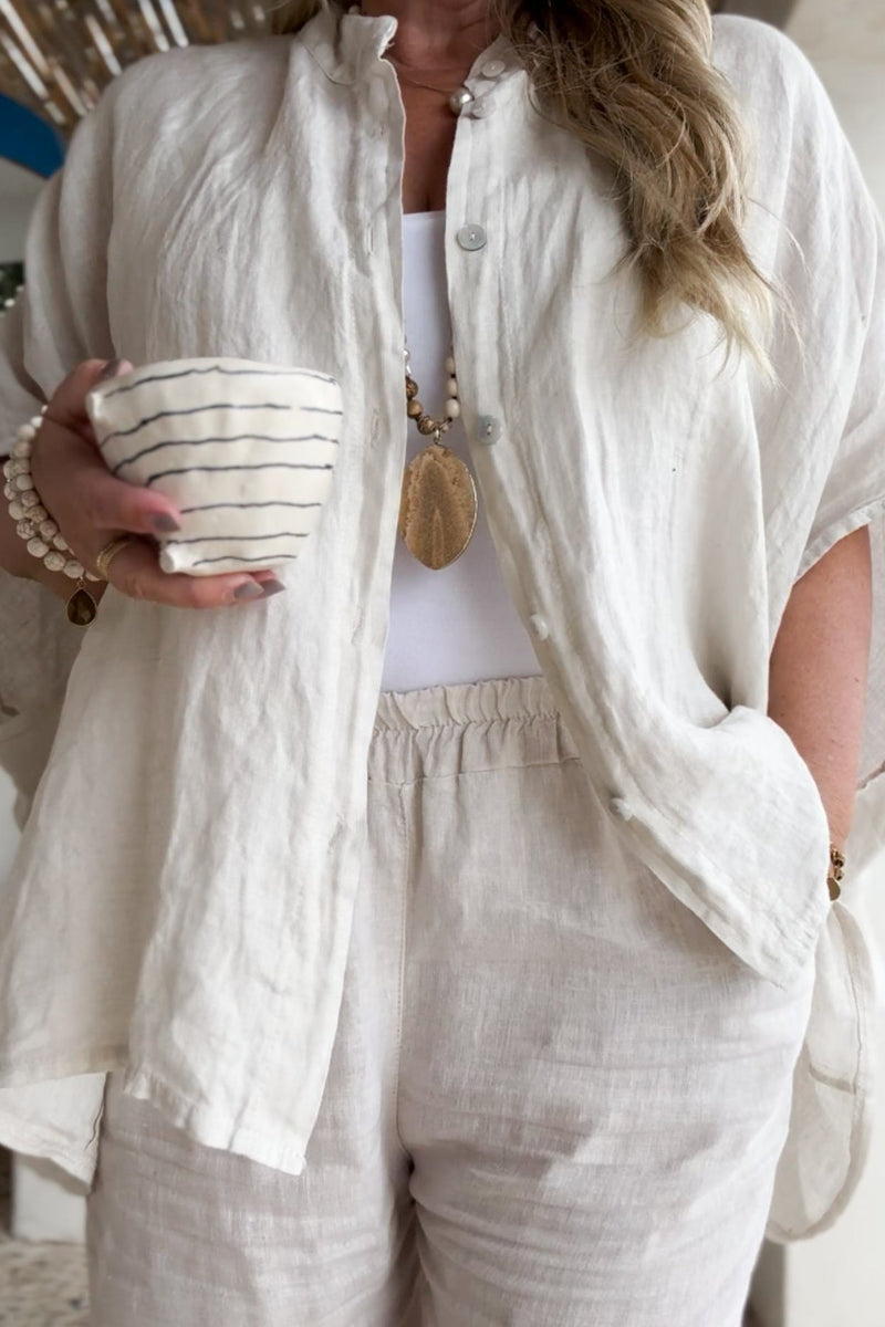Mira linen tunic, sand