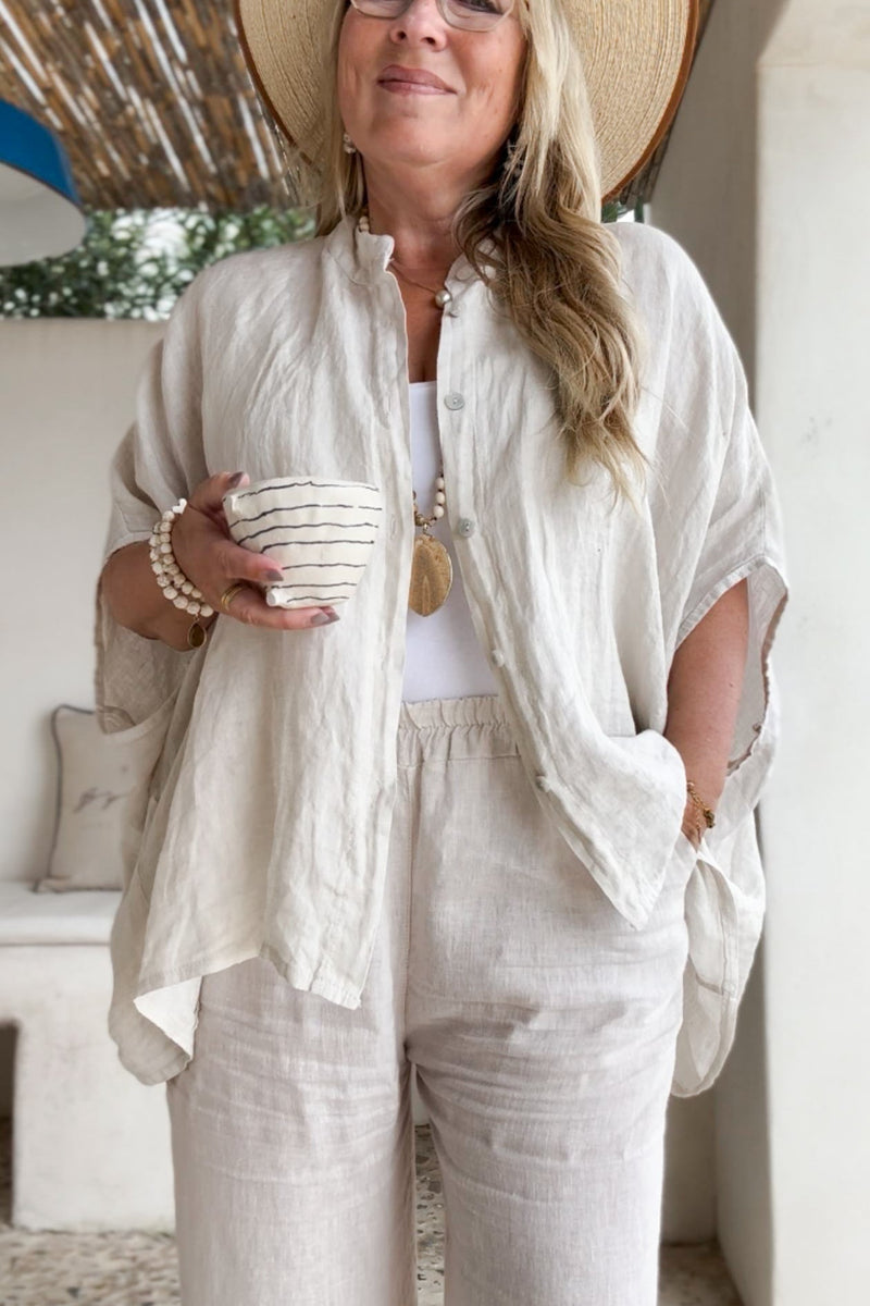 Mira linen tunic, sand