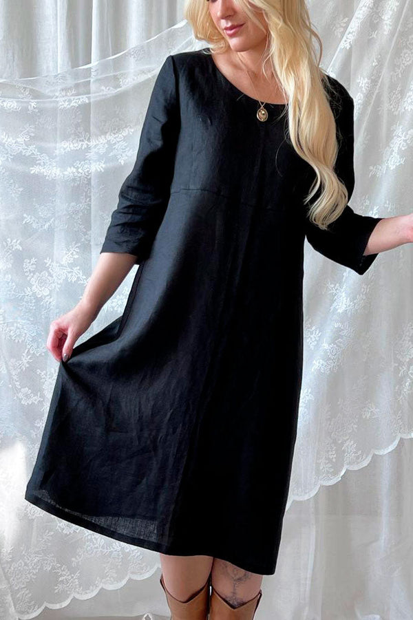 Miranda linen dress, black