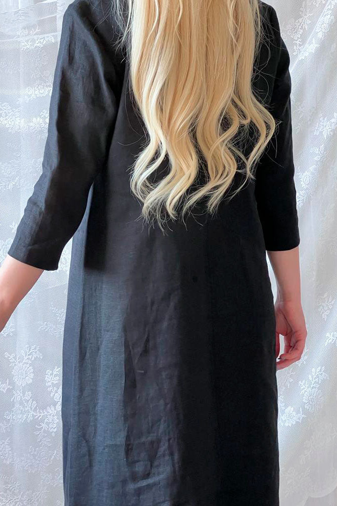 Miranda linen dress, black