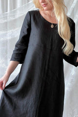 Miranda linen dress, black