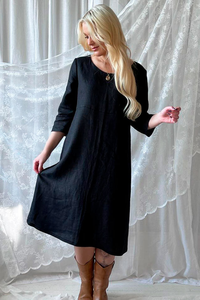 Miranda linen dress, black