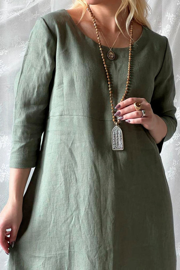 Miranda linen dress, camo green