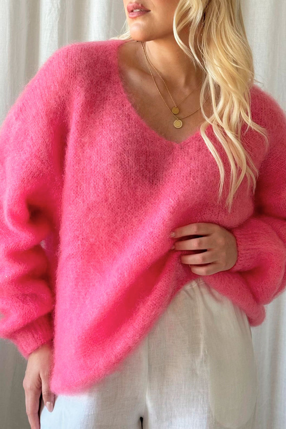 パメオポーズ　Stitched Mohair Knit Top ピンク パメオポーズ Stitched Mohair Knit Top ピンク - メルカリ
