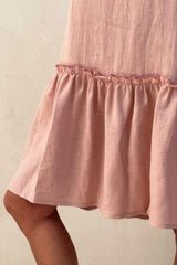 Moments linen dress, sorbet pink