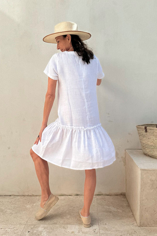 Moments linen dress, white