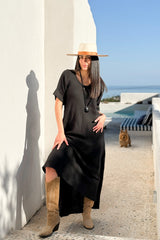 Nadiana linen dress, black