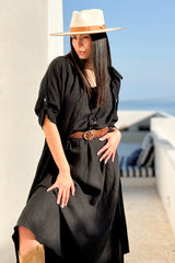 Nadiana linen dress, black