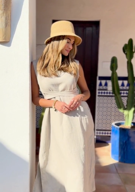 Puglia linen dress, natural