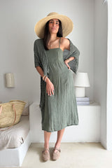 Netta linen dress, camo