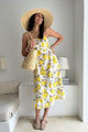 Netta linen dress, lemon print