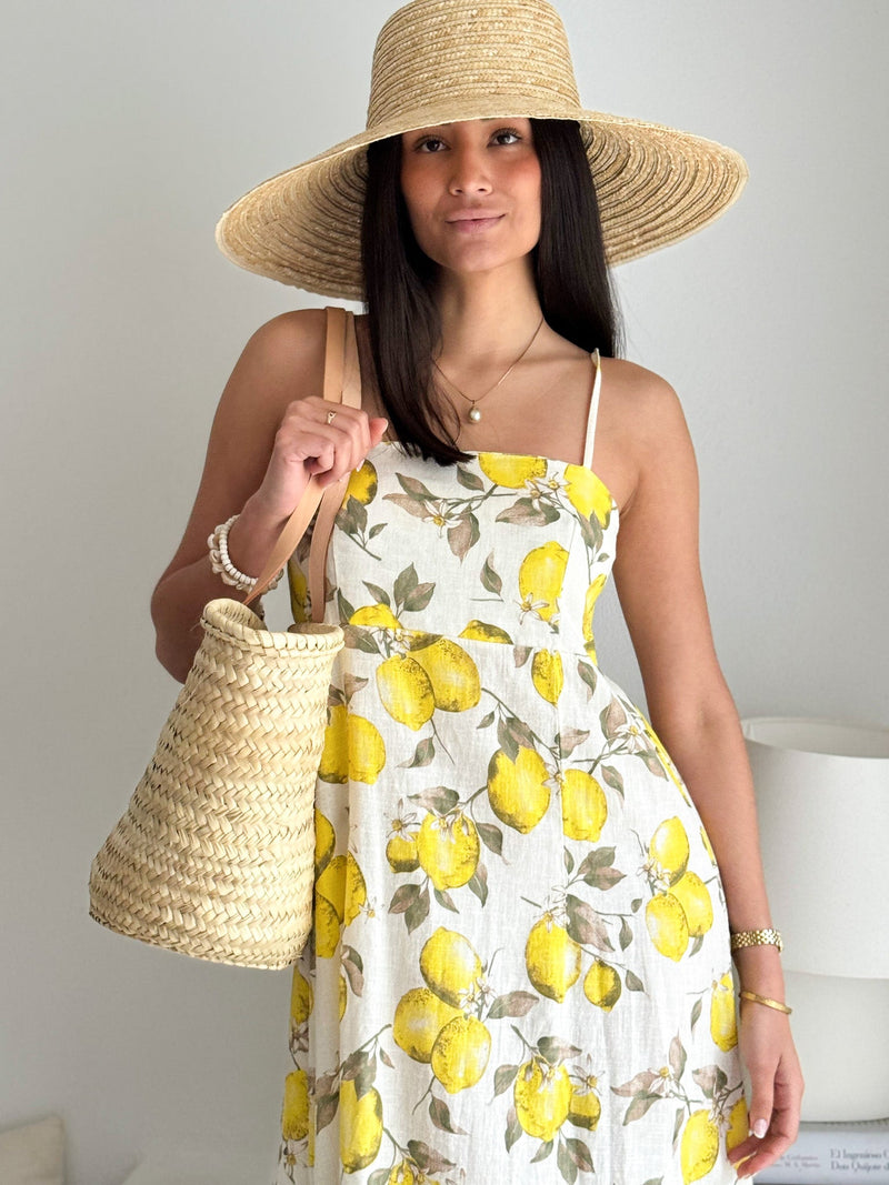 Netta linen dress, lemon print