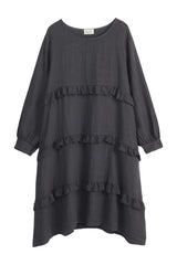 Olivine linen dress, smoke