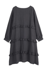 Olivine linen dress, smoke