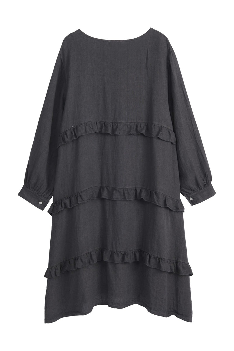Olivine linen dress, smoke