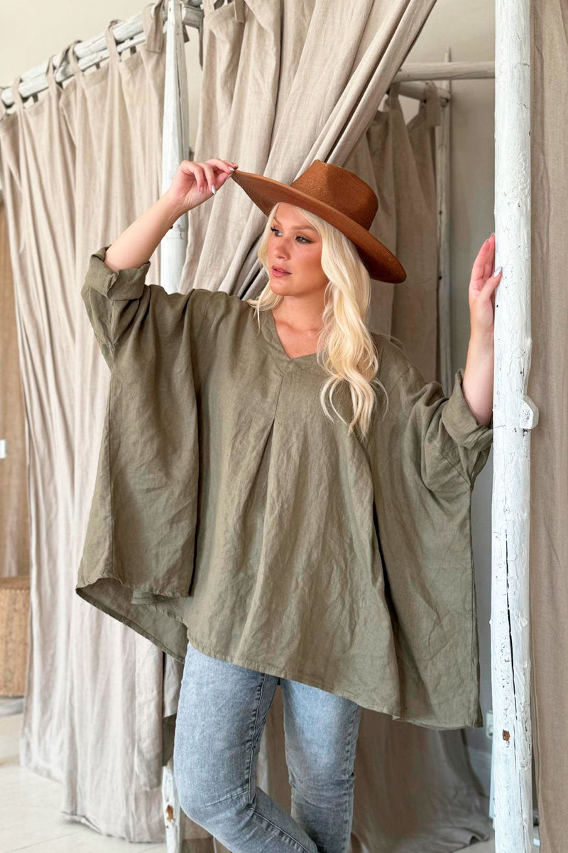 Paige linen tunic, khaki