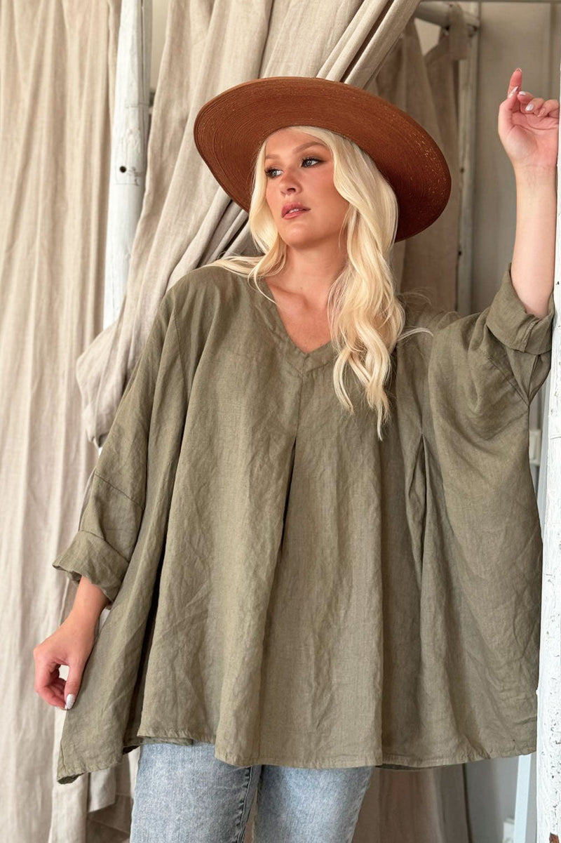 Paige linen tunic, khaki