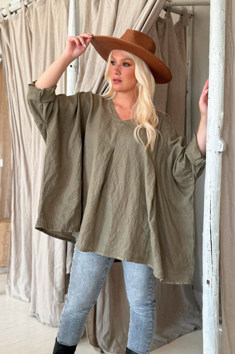 Paige linen tunic, khaki