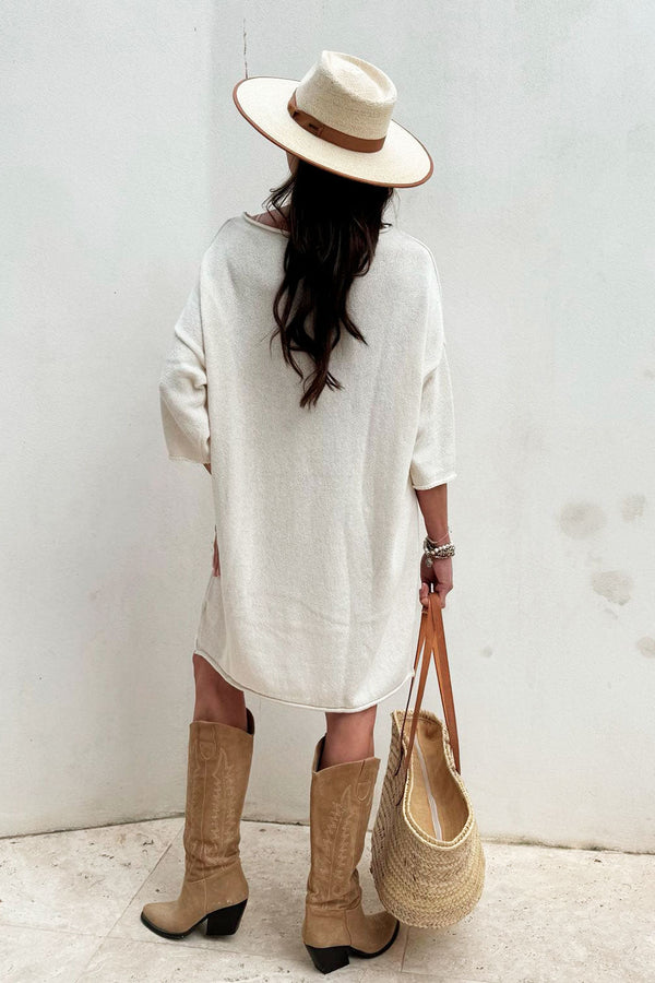 Palmier knit tunic, off white