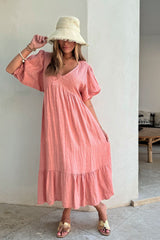 Palmira linen dress, blush