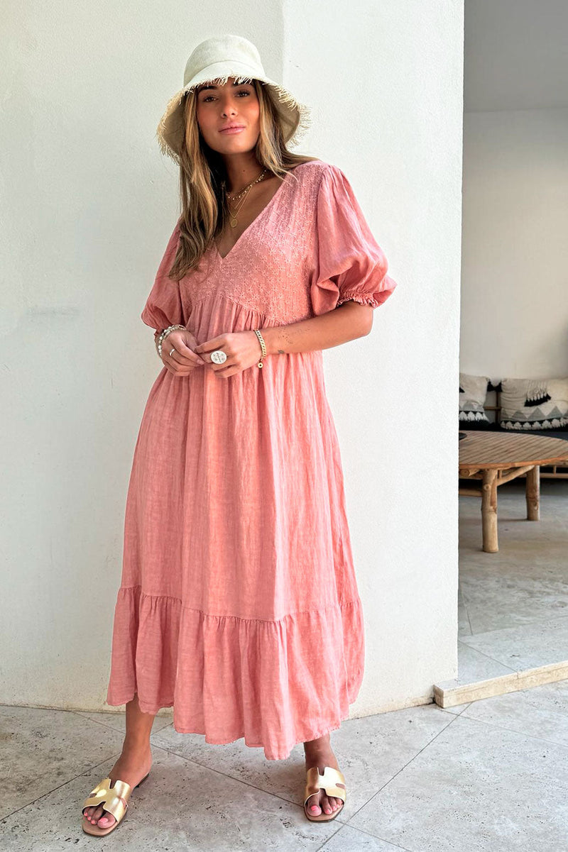 Palmira linen dress, blush