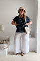 Parson linen top, navy