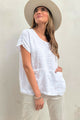 Parson linen top, white
