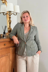 Linen blazer, camo green