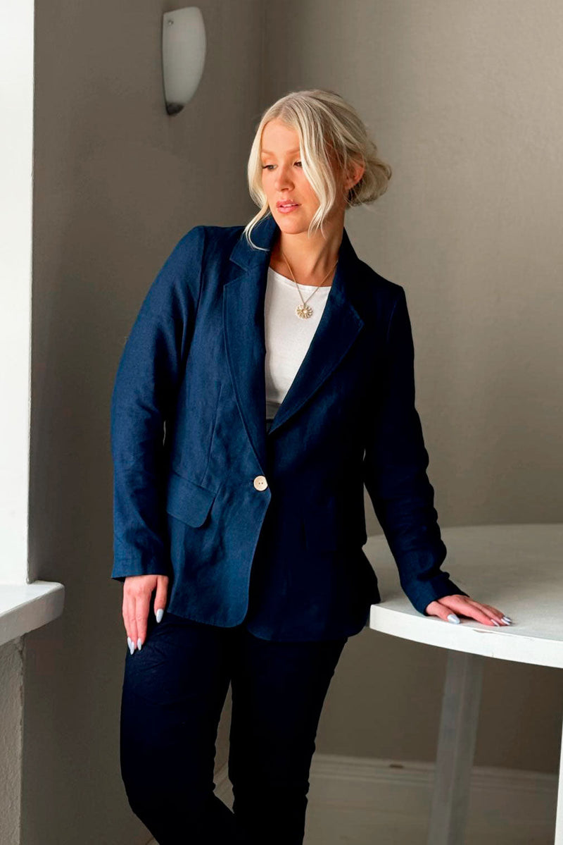 Linen blazer, navy