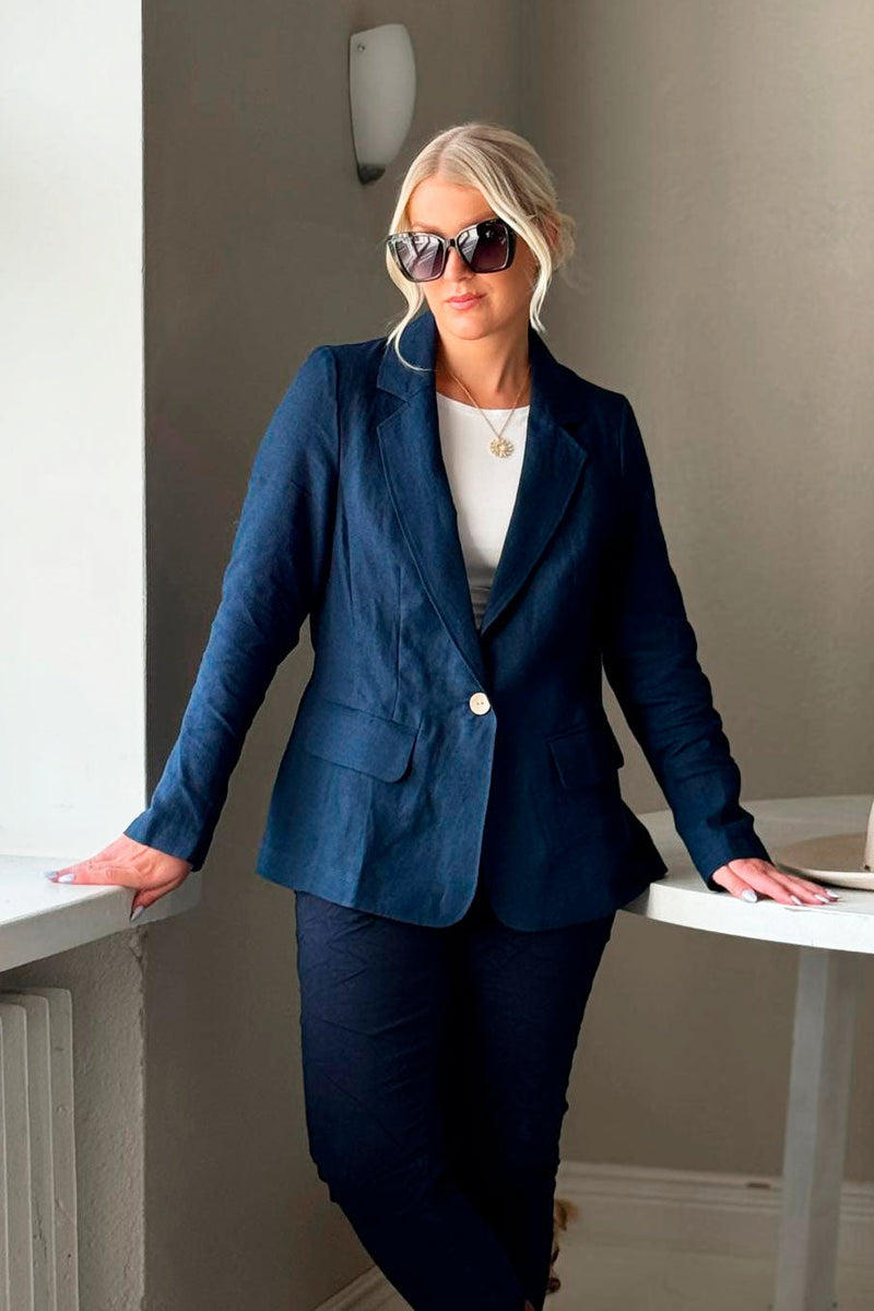 Linen blazer, navy