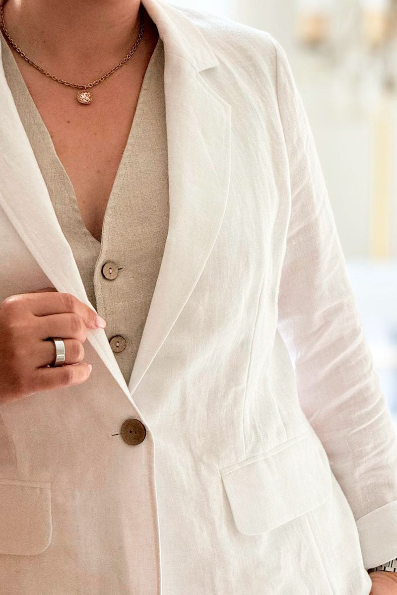 Linen blazer, white