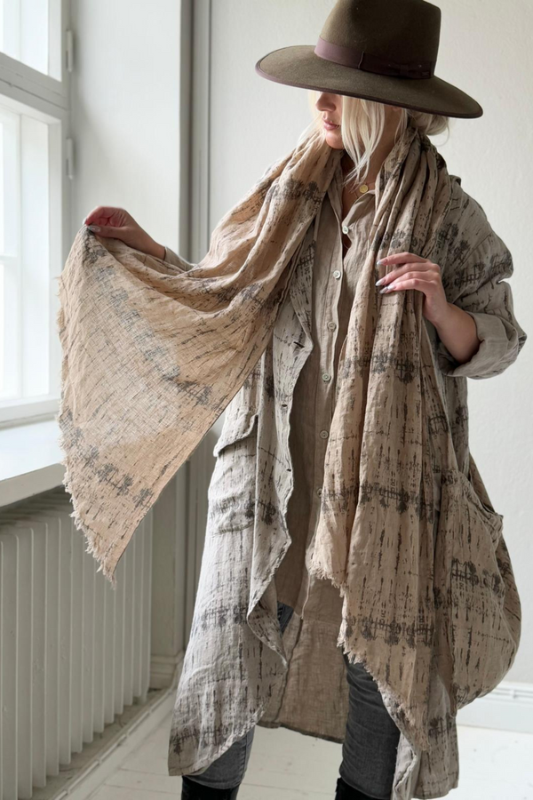 Linen scarf, cashmere print