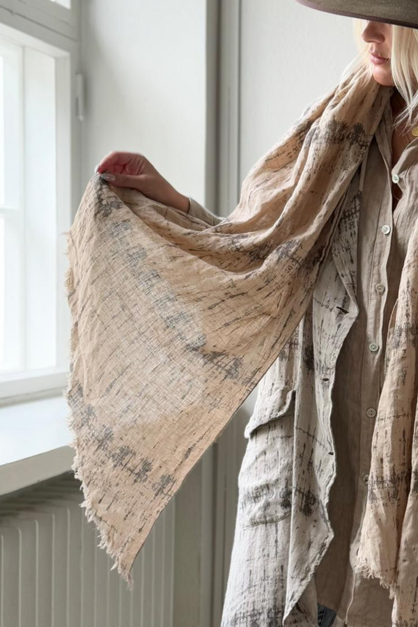 Linen scarf, cashmere print