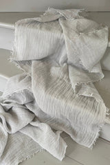 Soft linen scarf, pearl grey