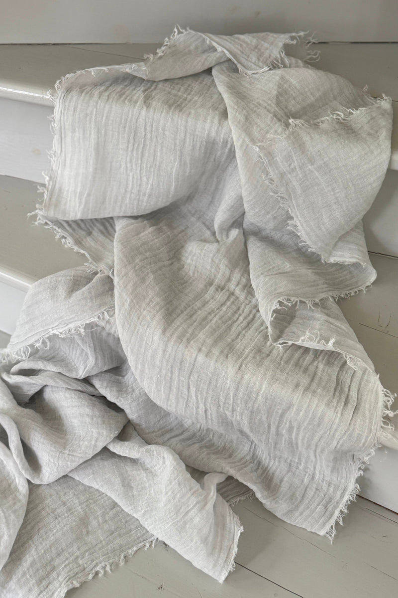 Soft linen scarf, pearl grey