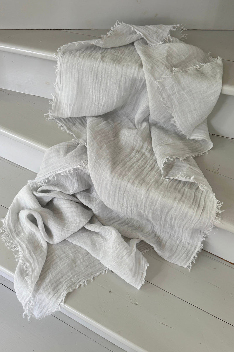 Soft linen scarf, pearl grey