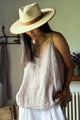 Peony linen top, silverpink