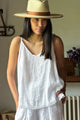 Peony linen top, white