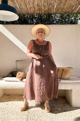 Maddalena linen dress, coffee