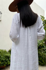 Vacation linen dress, white