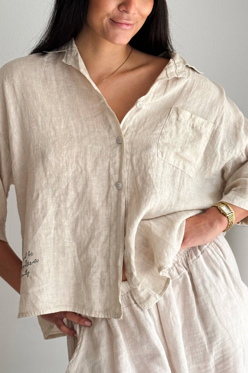 Sunny june linen shirt, sand