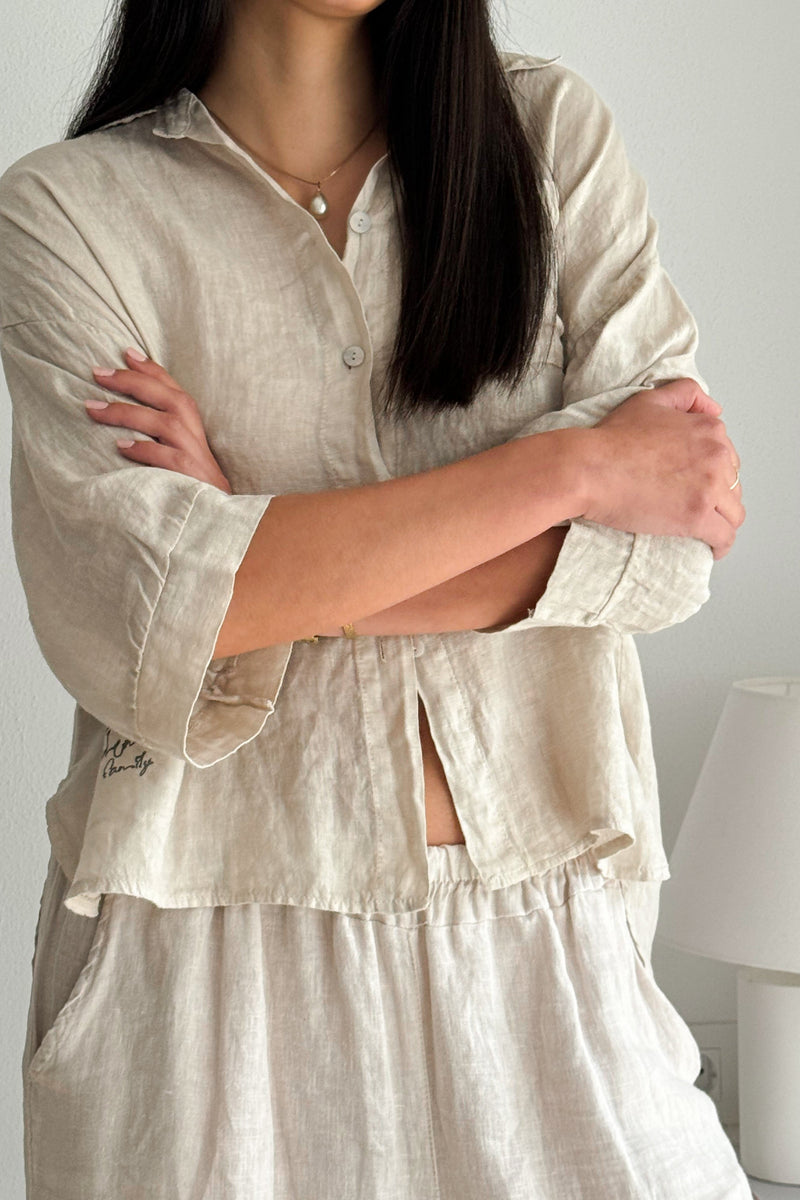 Sunny june linen shirt, sand