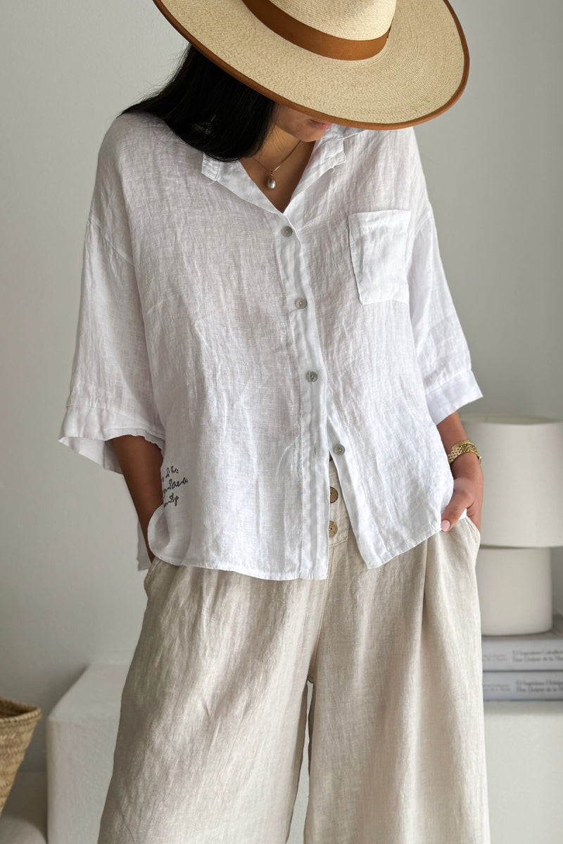 Sunny june linen shirt, white