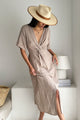 Collins linen dress, silverpink